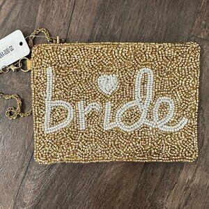 Beaded “Bride” Clutch Gold & White | Bridal Bachelorette Bag